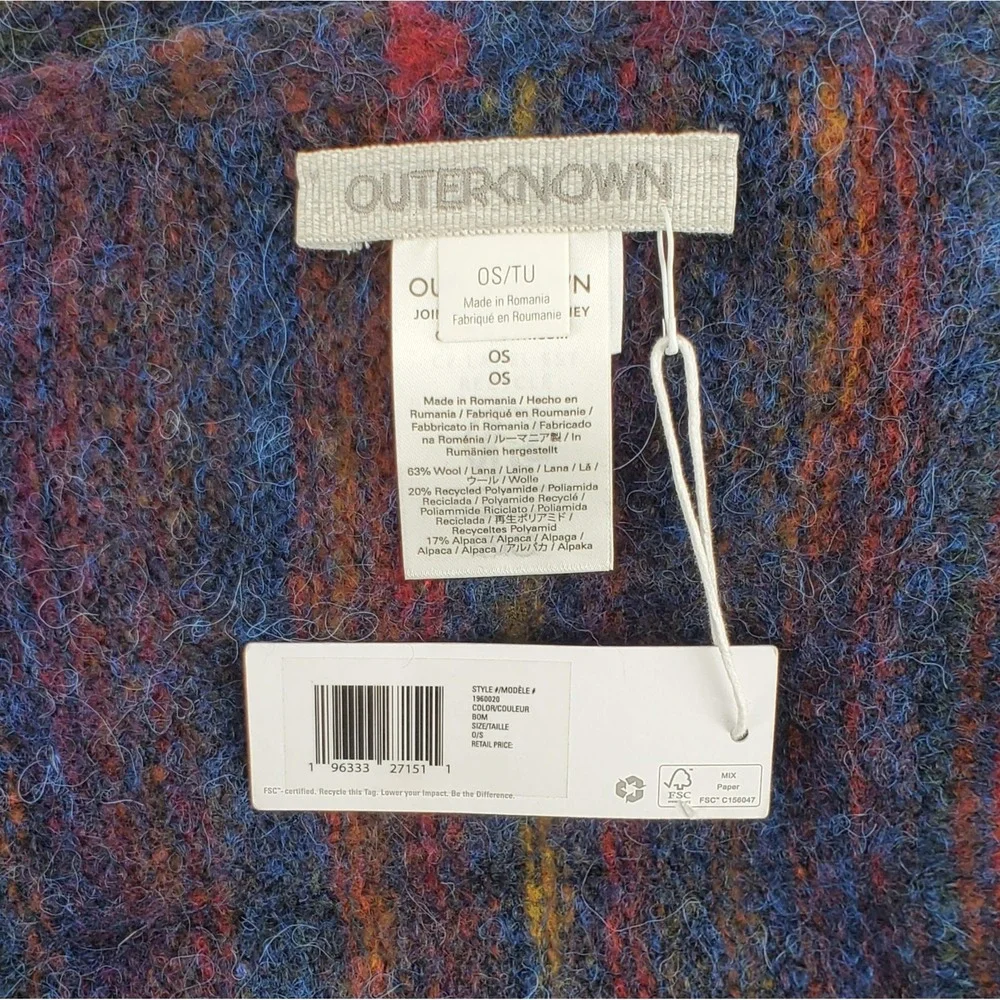 Outerknown Unisex Wool Alpaca Blend Striped Knit Scarf Blue Multi Color One Size